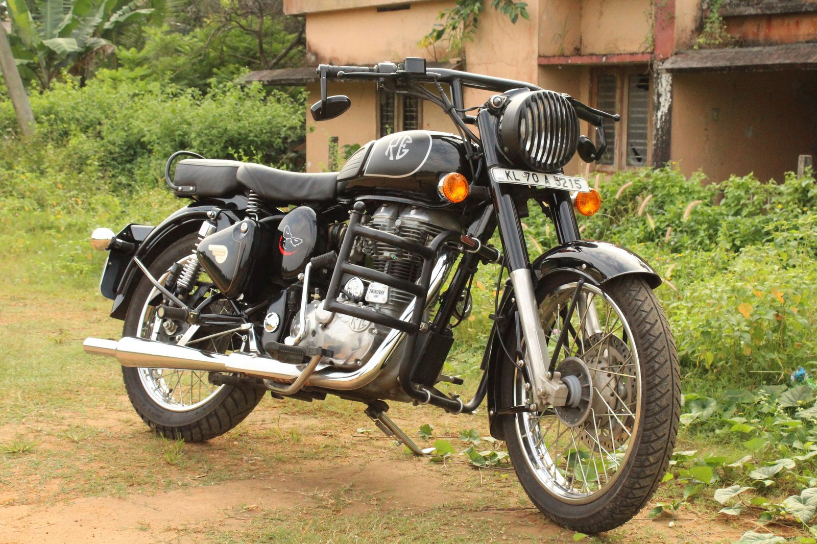 Royal Enfield motorcycle ready for transport
